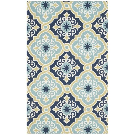 Safavieh Four Seasons Hand Hooked Rectangle Rug- Navy - Light Blue- 8 x 10 ft. FRS231A-8